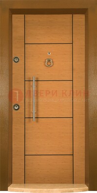 Коричневая входная дверь c МДФ панелью ЧД-13 в частный дом в Дубне