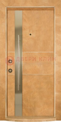 Коричневая входная дверь c МДФ панелью ЧД-20 в частный дом в Дубне