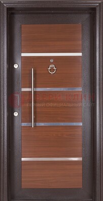 Коричневая входная дверь c МДФ панелью ЧД-27 в частный дом в Дубне