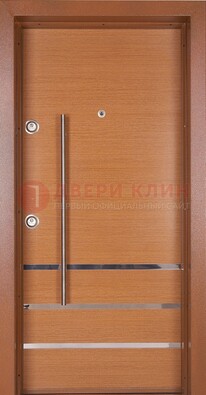 Коричневая входная дверь c МДФ панелью ЧД-31 в частный дом в Дубне