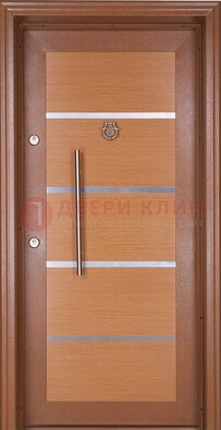 Коричневая входная дверь c МДФ панелью ЧД-33 в частный дом в Дубне