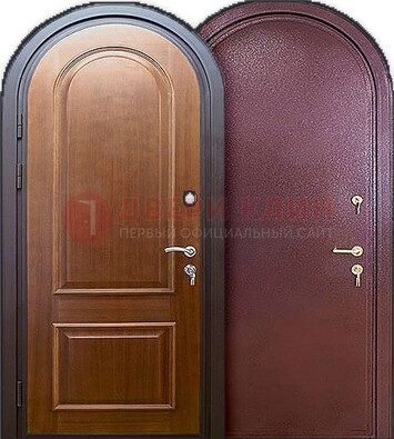 Железная арочная дверь с МДФ внутри ДА-14 в Дубне