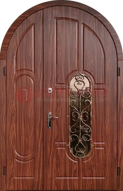 Арочная двухстворчатая стальная дверь Винорит ДА-54 в Дубне