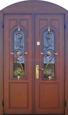 Двухстворчатая стальная дверь Винорит в форме арки ДА-55 в Дубне
