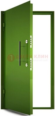 Зеленая металлическая бронированная дверь ДБ-8 в Дубне