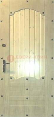 Белая железная дверь с евровагонкой ДЕ-9 в Дубне