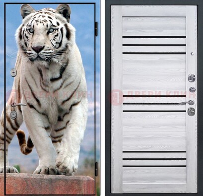 Стальная дверь с фотопечатью тигра ДФ-12 в Вологде