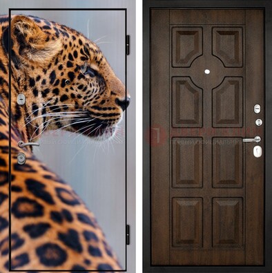 Металлическая дверь с фотопечатью леопарда ДФ-26 в Дубне