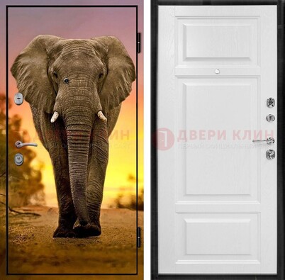 Металлическая дверь с фотопечатью слона ДФ-30 в Липецке