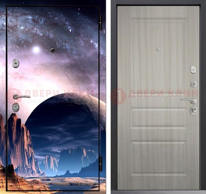 Железная дверь с фотопечатью космоса и планеты ДФ-50 в Дубне