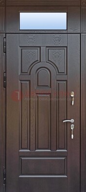 Железная дверь с фрамугой в коричневом цвете ДФГ-22 в Дубне
