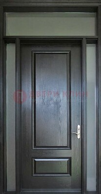 Черная металлическая дверь с фрамугами и стеклом ДФГ-24 в Дубне