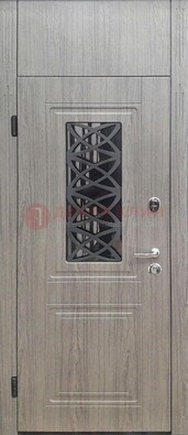 Металлическая дверь Винорит стекло и ковка с фрамугой ДФГ-33 в Дубне