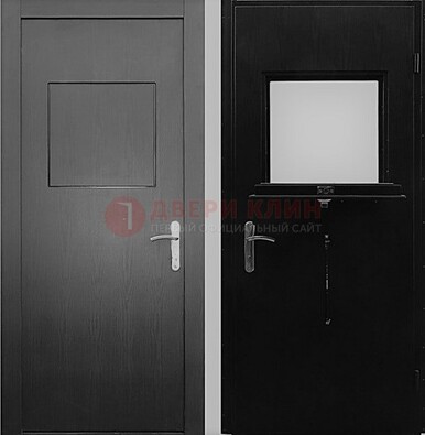 Черная стальная дверь в кассу ламинат внутри ДКС-3 в Дубне