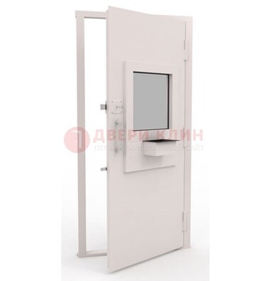 Белая металлическая дверь в кассу с нитроэмалью ДКС-4 в Дубне