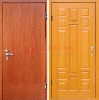 Оранжевая входная дверь с ламинатом МДФ внутри ДЛ-21 в Дубне