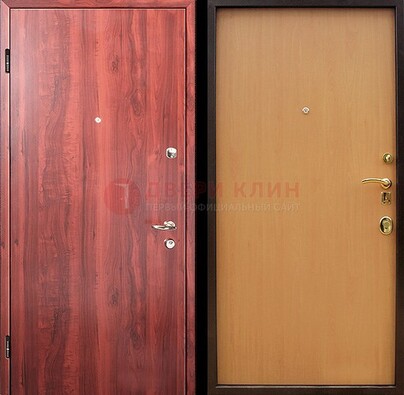 Красная железная дверь с ламинатом ДЛ-3 в Дубне