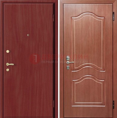 Красная металлическая дверь с ламинатом МДФ внутри ДЛ-8 в Дубне