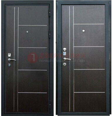 Наружная темная стальная дверь с МДФ ДМ-104 в Дубне