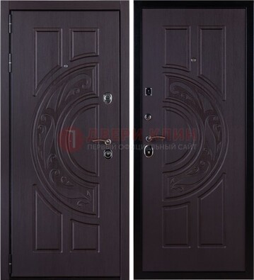 Коттеджная темная стальная дверь с МДФ ДМ-134 в Дубне