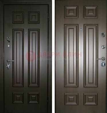 Темная металлическая дверь с МДФ ДМ-136 в квартиру в Дубне