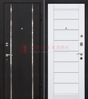 Черная входная дверь с МДФ и декоративными вставками ДМ-143 в Дубне