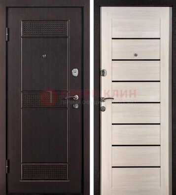 Темная стальная дверь с МДФ ДМ-147 для улицы в Дубне