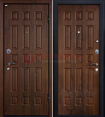 Коричневая металлическая дверь с МДФ ДМ-156 для квартиры в Дубне