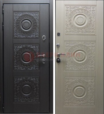 Темная стальная дверь с МДФ ДМ-161 для коттеджа в Дубне