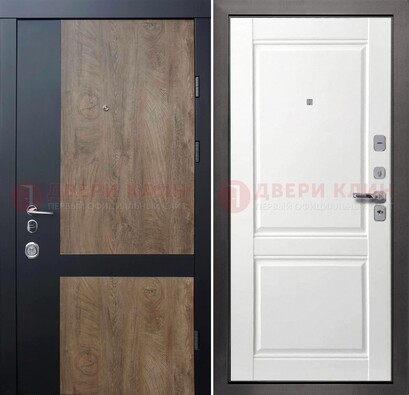 Черно-коричневая входная дверь с терморазрывом и МДФ ДМ-192 в Дубне