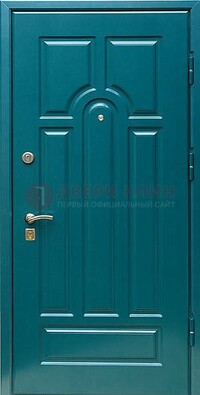 Синяя металлическая дверь с МДФ с двух сторон ДМ-1 в Дубне