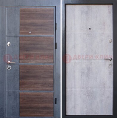 Темная железная филенчатая дверь с терморазрывом и МДФ ДМ-211 в Дубне