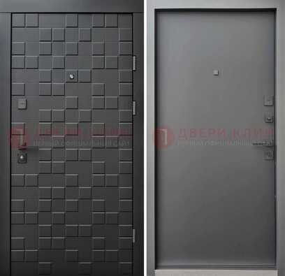 Темная стальная филенчатая дверь с МДФ ДМ-221 в Ступино