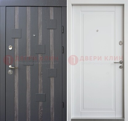 Черная металлическая дверь c МДФ и стеклом ДМ-231 в Дубне