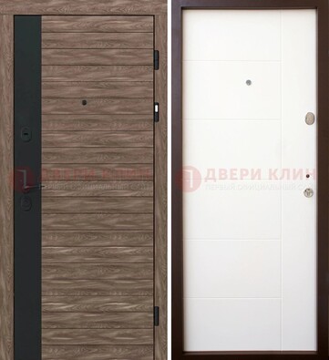 Коричневая входная дверь с черной вставкой МДФ ДМ-239 в Дубне
