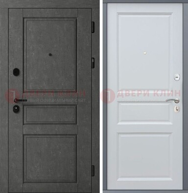 Серая металлическая филенчатая дверь МДФ ДМ-247 в Дубне
