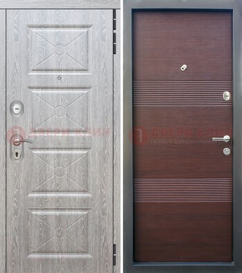 Филенчатая входная дверь c МДФ Беленый дуб ДМ-252 в Дубне