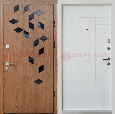 Металлическая белая дверь c МДФ Махагон ДМ-256 в Дубне