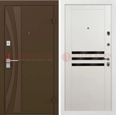 Стальная коричневая дверь с МДФ панелями ДМ-293 в Дубне