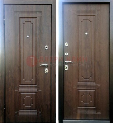 Коричневая металлическая дверь с МДФ ДМ-32 на дачу в Дубне