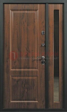 Темная железная дверь с панелью МДФ с зеркалом ДМ-338 в Дубне
