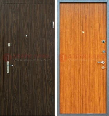 Коричневая одностворчатая стальная дверь с МДФ ДМ-341 в Дубне