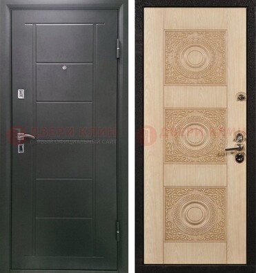 Темная железная дверь с МДФ в квартиру ДМ-344 в Дубне