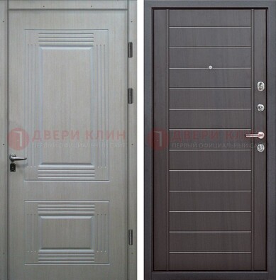 Светлая металлическая дверь с МДФ в квартиру ДМ-355 в Дубне