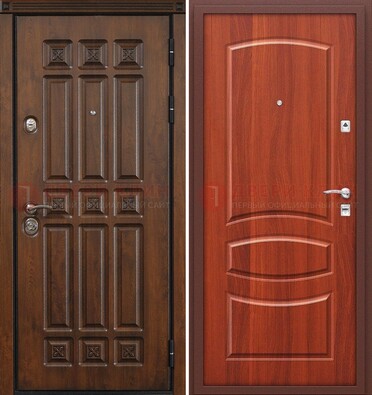 Темная металлическая дверь с МДФ и узором ДМ-364 в Дубне