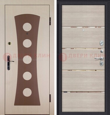 Светлая металлическая дверь с МДФ в квартиру ДМ-365 в Дубне