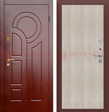 Красная металлическая дверь с МДФ панелями ДМ-368 в Дубне