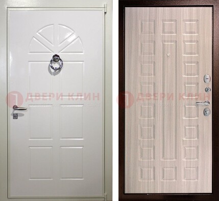 Светлая металлическая дверь с МДФ в квартиру ДМ-385 в Дубне