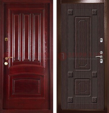 Красная стальная дверь с филенчатой МДФ ДМ-398 в Дубне