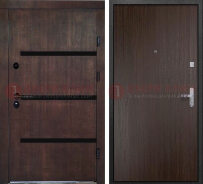 Темная стальная дверь с МДФ в стиле хайтек ДМ-414 в Дубне